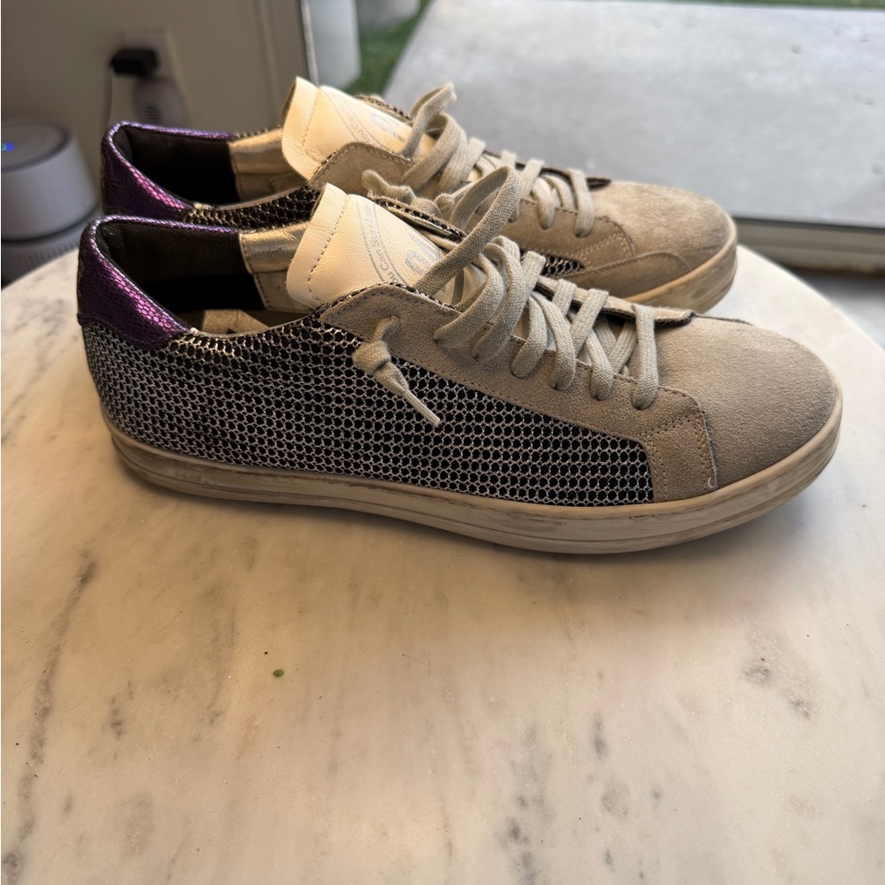 P448 Gray and Metallic Purple Sneakers Size 40